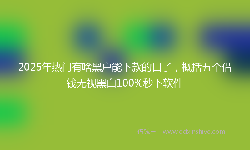 2025年热门有啥黑户能下款的口子，概括五个借钱无视黑白100%秒下软件