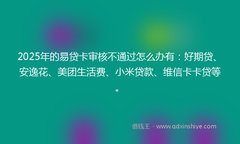 2025年的易贷卡审核不通过怎么办有：好期贷、安逸花、美团生活费、小米贷款、维信卡卡贷等。