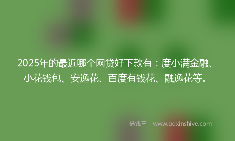 2025年的最近哪个网贷好下款有：度小满金融、小花钱包、安逸花、百度有钱花、融逸花等。