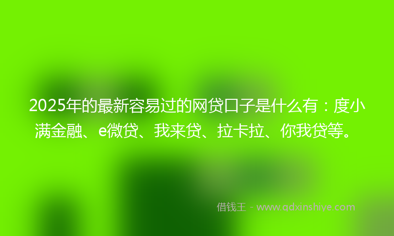 2025年的最新容易过的网贷口子是什么有：度小满金融、e微贷、我来贷、拉卡拉、你我贷等。