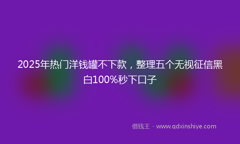 2025年热门洋钱罐不下款，整理五个无视征信黑白100%秒下口子