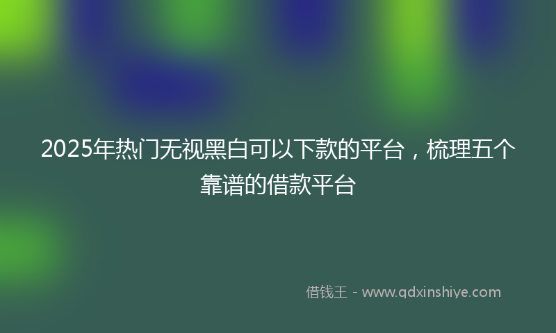 2025年热门无视黑白可以下款的平台，梳理五个靠谱的借款平台