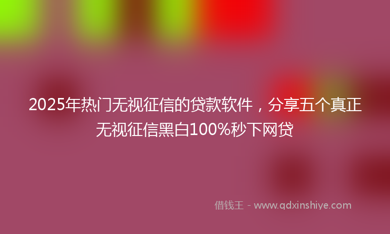 2025年热门无视征信的贷款软件，分享五个真正无视征信黑白100%秒下网贷