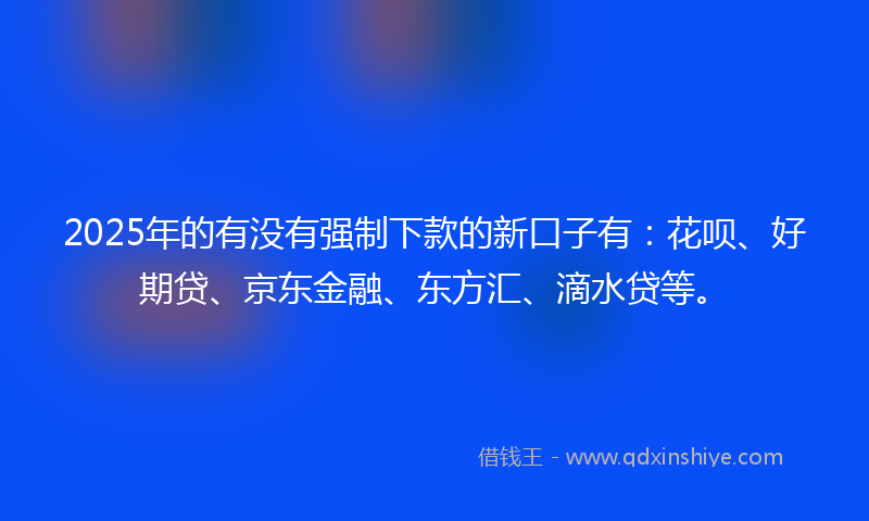 2025年的有没有强制下款的新口子有：花呗、好期贷、京东金融、东方汇、滴水贷等。