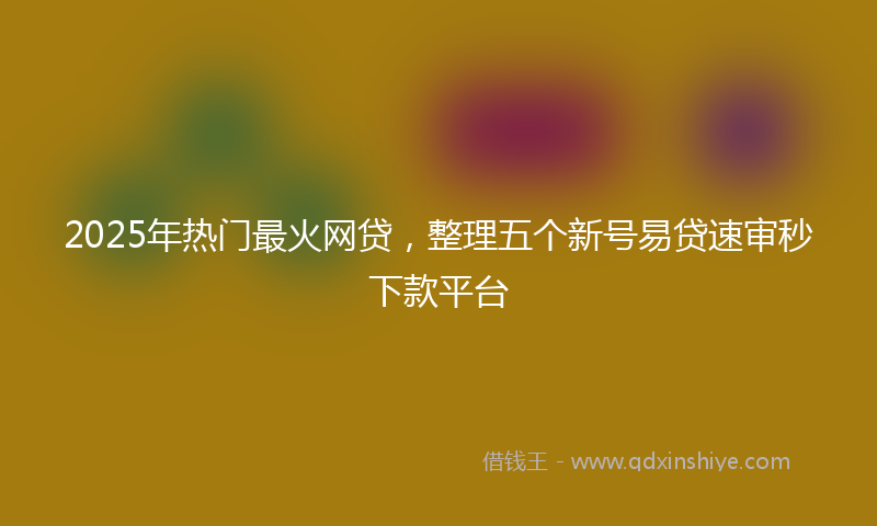 2025年热门最火网贷，整理五个新号易贷速审秒下款平台