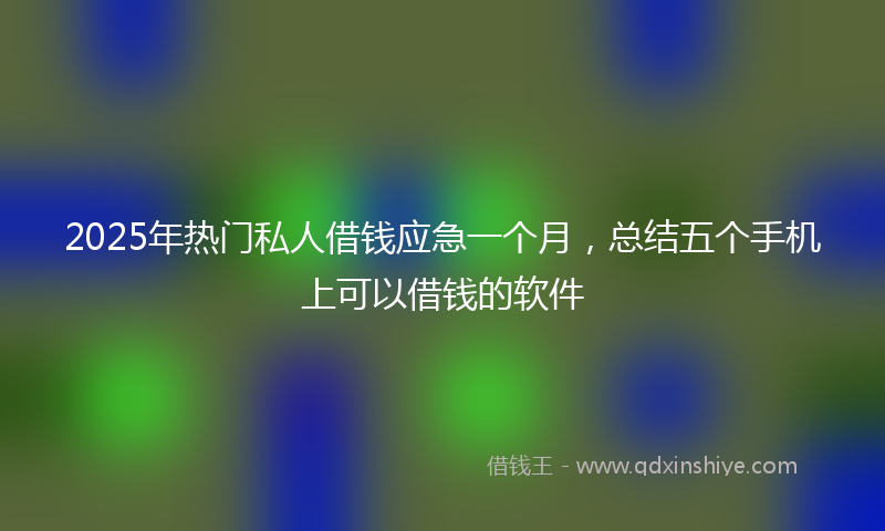 2025年热门私人借钱应急一个月，总结五个手机上可以借钱的软件