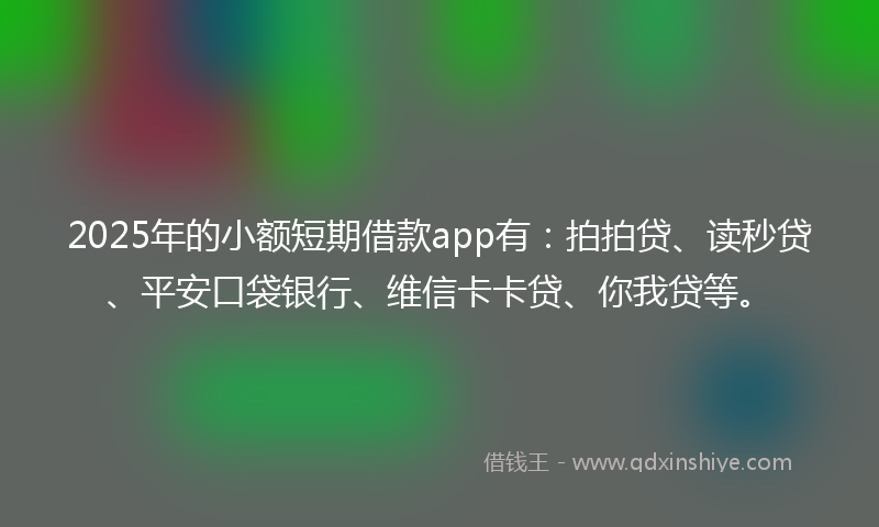 2025年的小额短期借款app有：拍拍贷、读秒贷、平安口袋银行、维信卡卡贷、你我贷等。