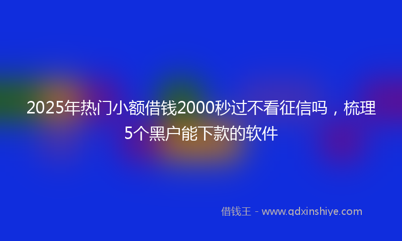 2025年热门小额借钱2000秒过不看征信吗，梳理5个黑户能下款的软件