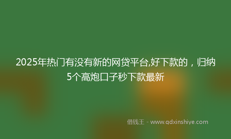2025年热门有没有新的网贷平台,好下款的，归纳5个高炮口子秒下款最新