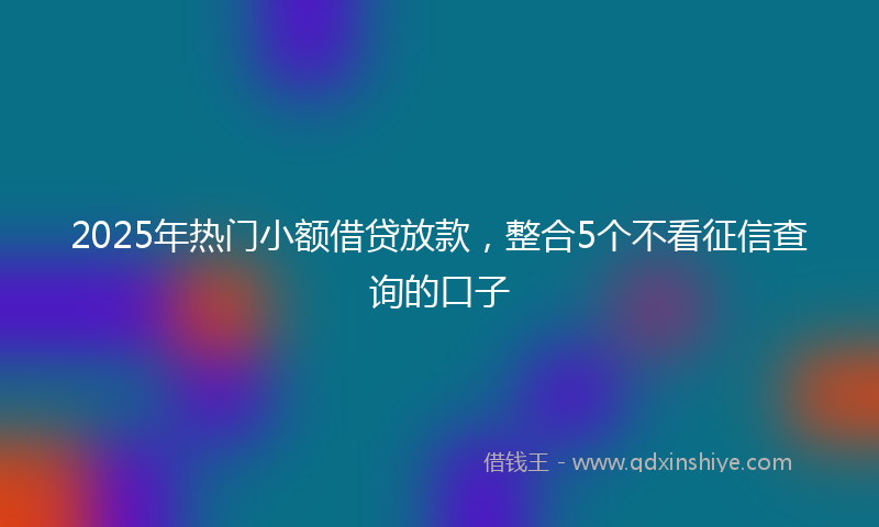 2025年热门小额借贷放款，整合5个不看征信查询的口子