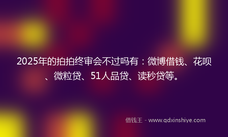 2025年的拍拍终审会不过吗有：微博借钱、花呗、微粒贷、51人品贷、读秒贷等。