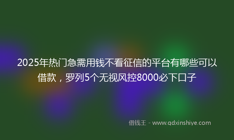 2025年热门急需用钱不看征信的平台有哪些可以借款，罗列5个无视风控8000必下口子
