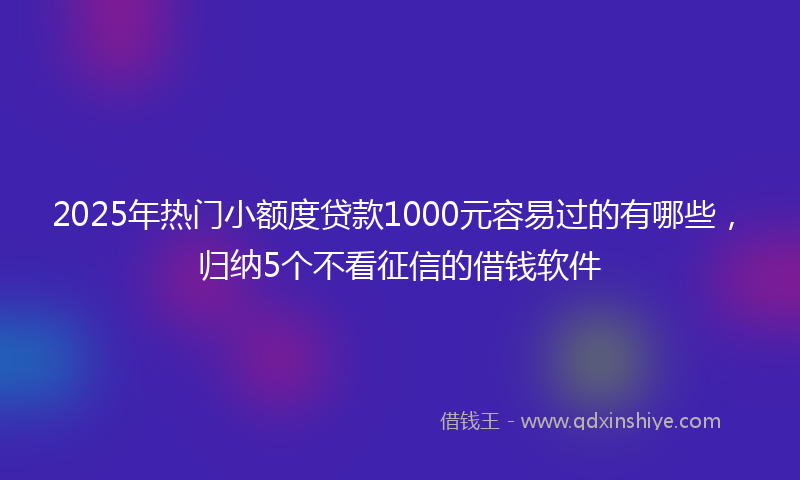 2025年热门小额度贷款1000元容易过的有哪些，归纳5个不看征信的借钱软件