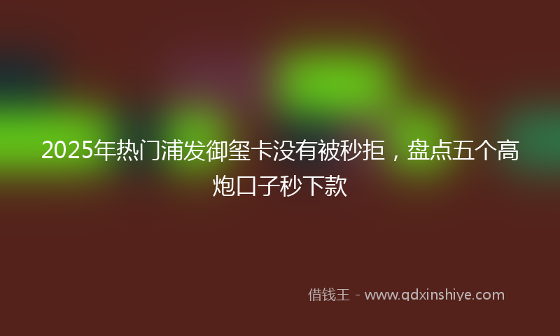 2025年热门浦发御玺卡没有被秒拒，盘点五个高炮口子秒下款