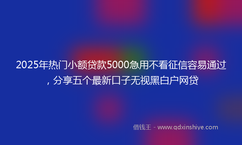2025年热门小额贷款5000急用不看征信容易通过，分享五个最新口子无视黑白户网贷