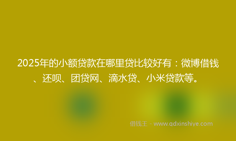 2025年的小额贷款在哪里贷比较好有：微博借钱、还呗、团贷网、滴水贷、小米贷款等。