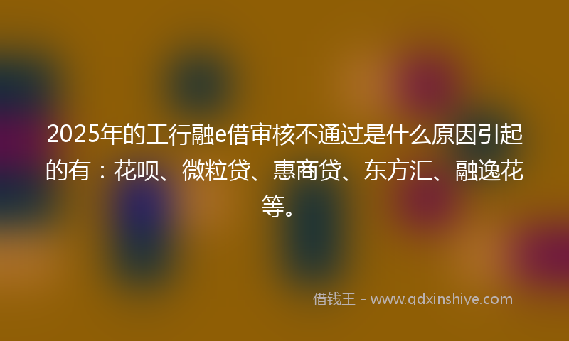 2025年的工行融e借审核不通过是什么原因引起的有：花呗、微粒贷、惠商贷、东方汇、融逸花等。
