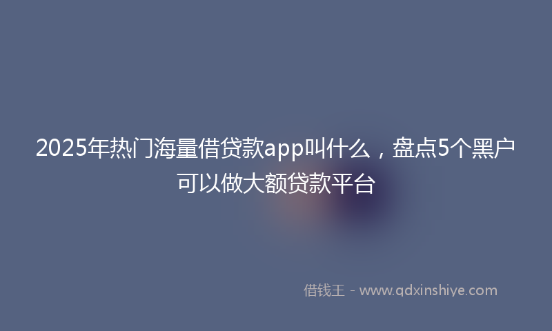 2025年热门海量借贷款app叫什么，盘点5个黑户可以做大额贷款平台