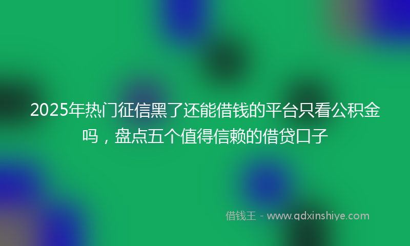 2025年热门征信黑了还能借钱的平台只看公积金吗，盘点五个值得信赖的借贷口子