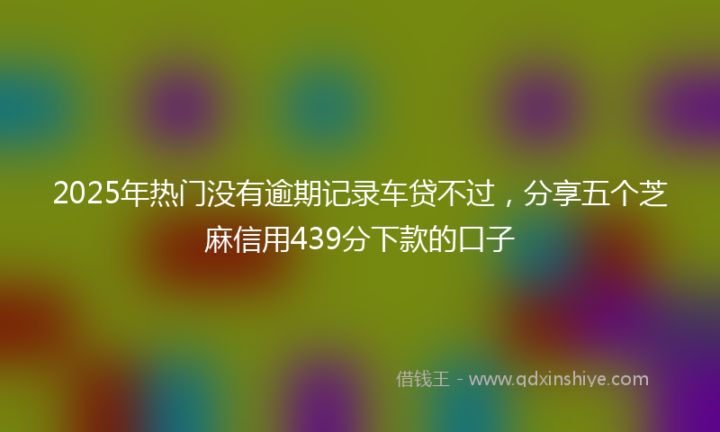 2025年热门没有逾期记录车贷不过，分享五个芝麻信用439分下款的口子