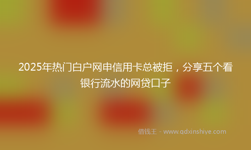 2025年热门白户网申信用卡总被拒，分享五个看银行流水的网贷口子