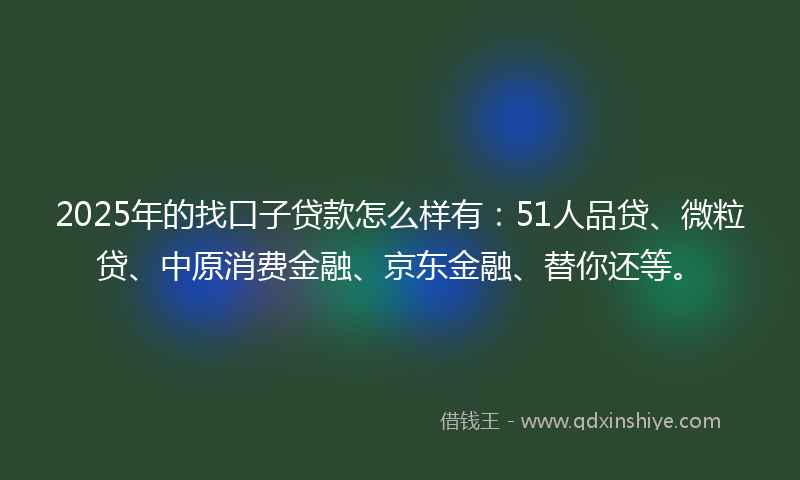 2025年的找口子贷款怎么样有：51人品贷、微粒贷、中原消费金融、京东金融、替你还等。