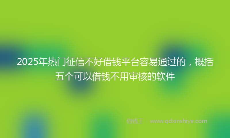 2025年热门征信不好借钱平台容易通过的，概括五个可以借钱不用审核的软件