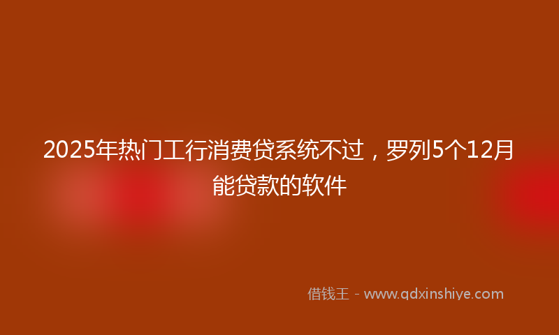 2025年热门工行消费贷系统不过，罗列5个12月能贷款的软件