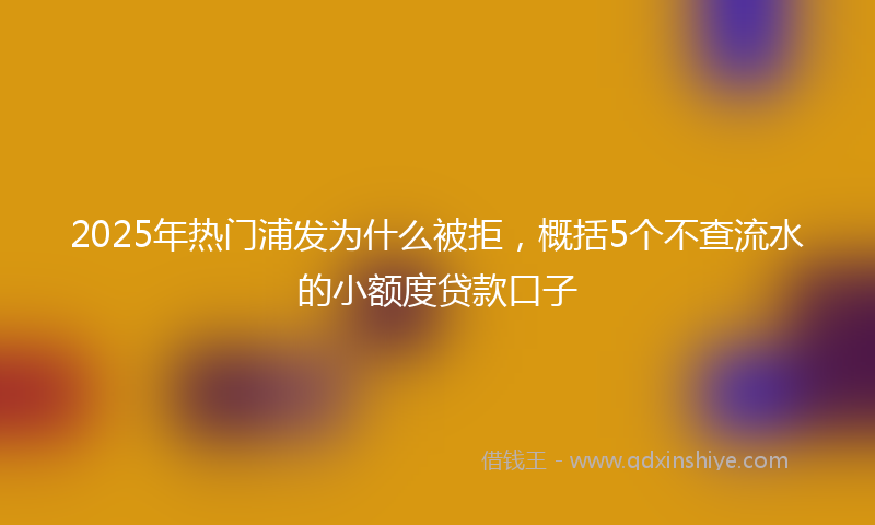 2025年热门浦发为什么被拒，概括5个不查流水的小额度贷款口子