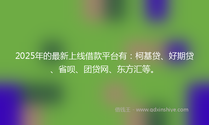 2025年的最新上线借款平台有：柯基贷、好期贷、省呗、团贷网、东方汇等。