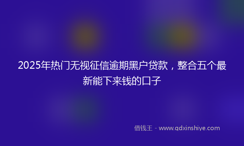 2025年热门无视征信逾期黑户贷款，整合五个最新能下来钱的口子