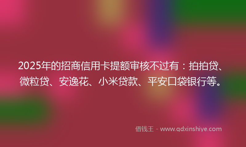 2025年的招商信用卡提额审核不过有：拍拍贷、微粒贷、安逸花、小米贷款、平安口袋银行等。