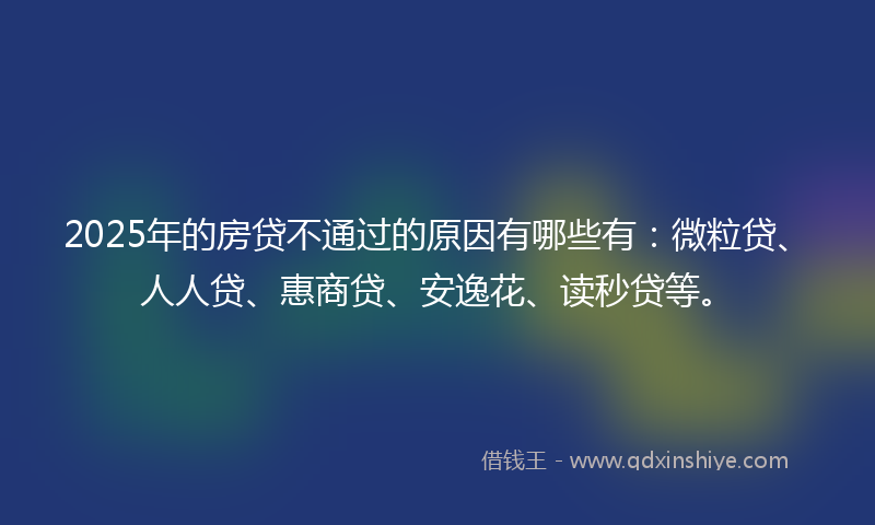 2025年的房贷不通过的原因有哪些有：微粒贷、人人贷、惠商贷、安逸花、读秒贷等。