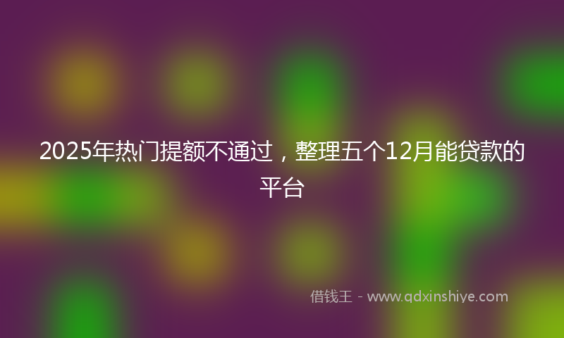 2025年热门提额不通过，整理五个12月能贷款的平台
