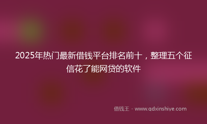 2025年热门最新借钱平台排名前十，整理五个征信花了能网贷的软件