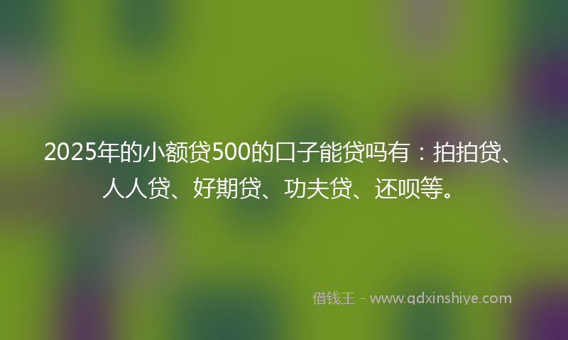 2025年的小额贷500的口子能贷吗有：拍拍贷、人人贷、好期贷、功夫贷、还呗等。