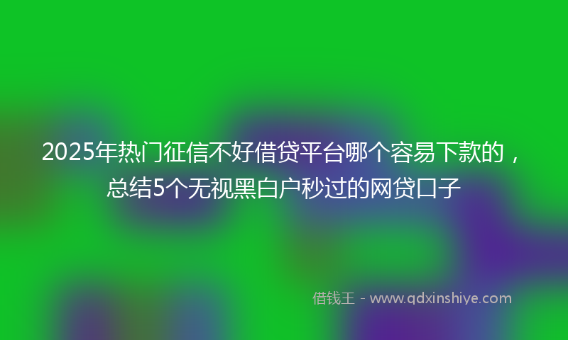 2025年热门征信不好借贷平台哪个容易下款的，总结5个无视黑白户秒过的网贷口子