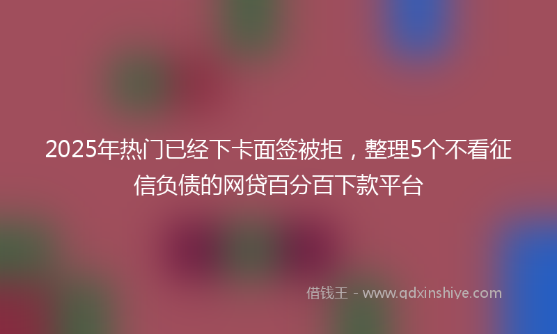 2025年热门已经下卡面签被拒，整理5个不看征信负债的网贷百分百下款平台