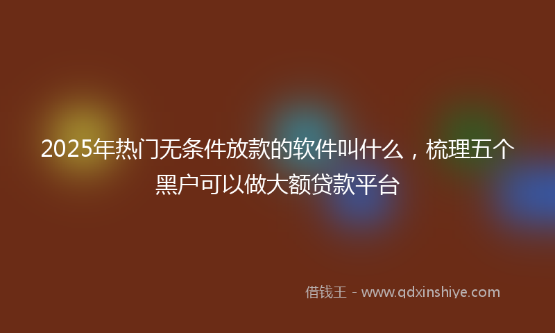 2025年热门无条件放款的软件叫什么，梳理五个黑户可以做大额贷款平台