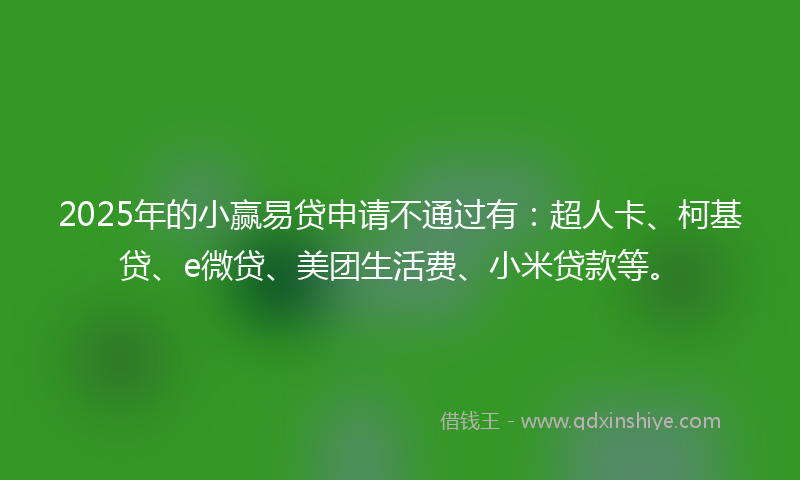 2025年的小赢易贷申请不通过有：超人卡、柯基贷、e微贷、美团生活费、小米贷款等。