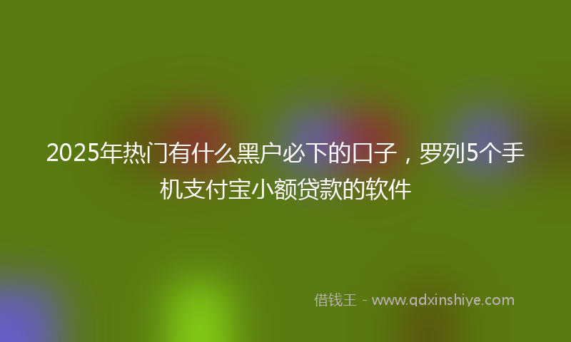 2025年热门有什么黑户必下的口子，罗列5个手机支付宝小额贷款的软件