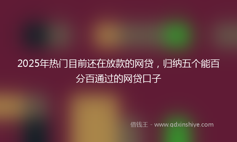 2025年热门目前还在放款的网贷，归纳五个能百分百通过的网贷口子