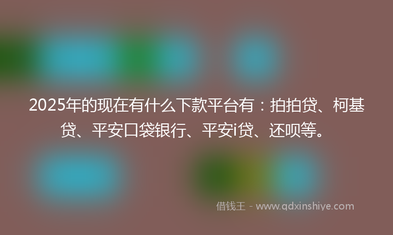 2025年的现在有什么下款平台有：拍拍贷、柯基贷、平安口袋银行、平安i贷、还呗等。