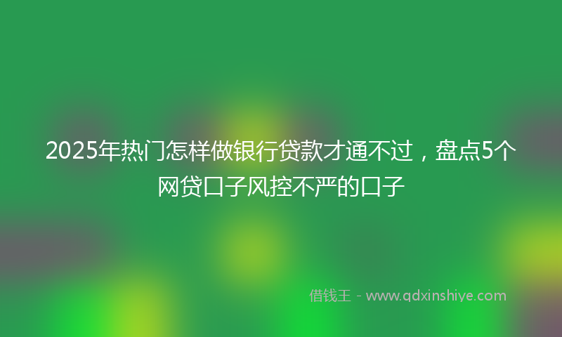 2025年热门怎样做银行贷款才通不过,盘点5个网贷口子风控不严的口子