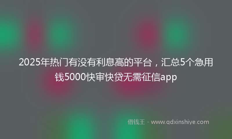 2025年热门有没有利息高的平台，汇总5个急用钱5000快审快贷无需征信app