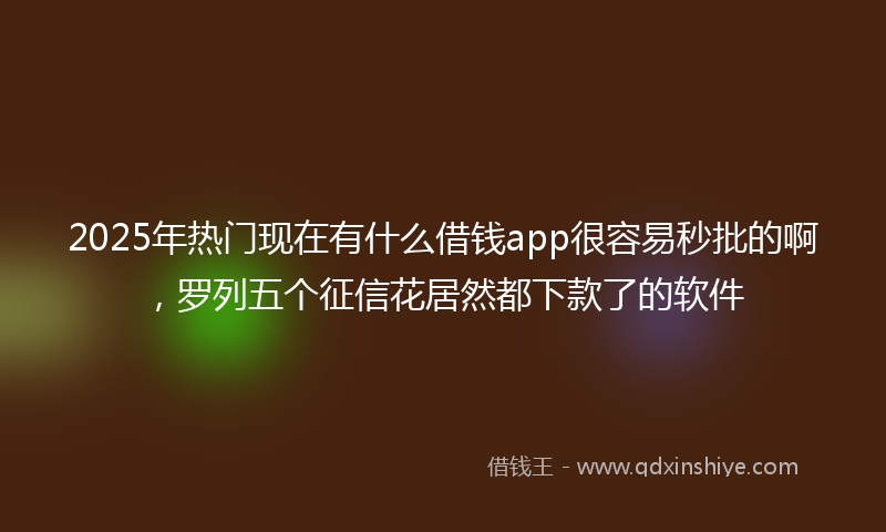 2025年热门现在有什么借钱app很容易秒批的啊，罗列五个征信花居然都下款了的软件