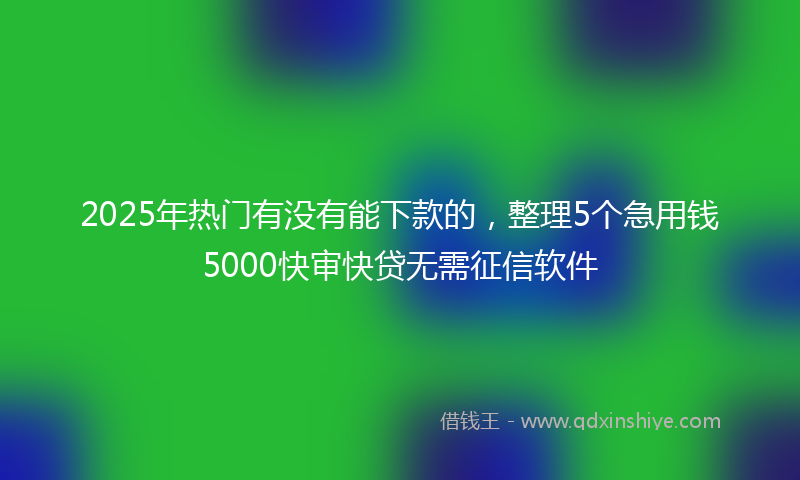 2025年热门有没有能下款的，整理5个急用钱5000快审快贷无需征信软件