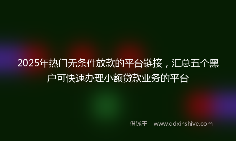 2025年热门无条件放款的平台链接，汇总五个黑户可快速办理小额贷款业务的平台