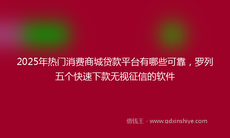 2025年热门消费商城贷款平台有哪些可靠，罗列五个快速下款无视征信的软件