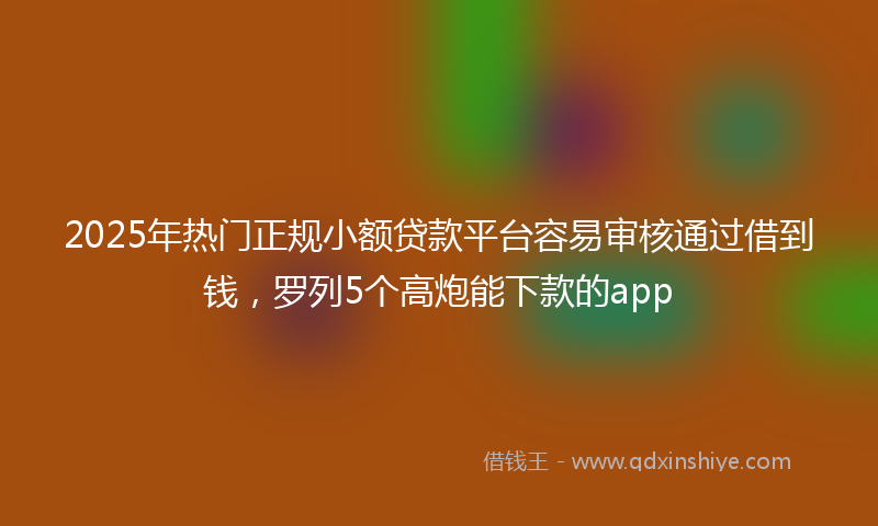 2025年热门正规小额贷款平台容易审核通过借到钱，罗列5个高炮能下款的app